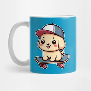 Kawaii Labrador Retriever Puppy On A Skateboard Cute Skater Dog Mug